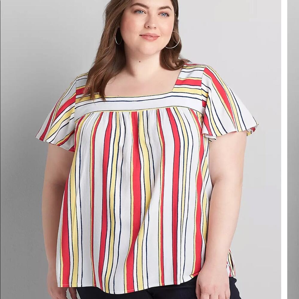 Lane Bryant Women’s Striped Square Neck Top